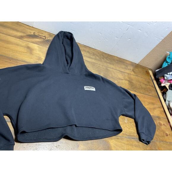 Savage X Fenty Rihanna Essential Racer Oversized Cropped Hoodie Black Large - Picture 7 of 14